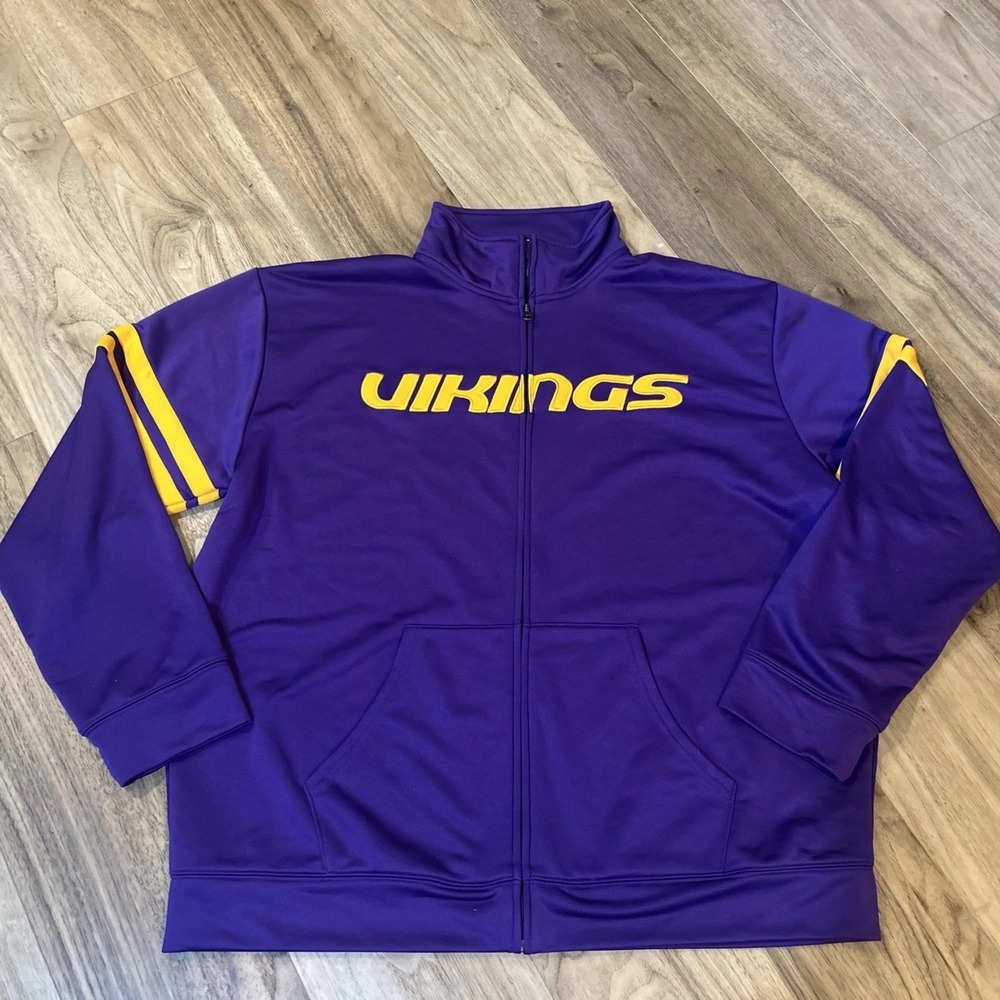 NFL Team Apparel ~ Minnesota Vikings Full Zip Jacket Size XL ~ Purple And Yellow
